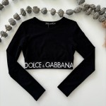 Dolce & Gabbana Cropped jersey T-shirt with branded elastic 38