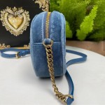 Dolce & Gabbana Devotion Camera Bag Quilted Leather Azul Camurça