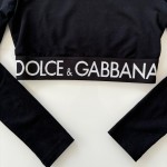 Dolce & Gabbana Cropped jersey T-shirt with branded elastic 38