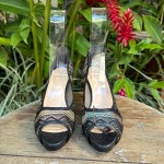 Louboutin Black Lace And Leather 38.5 sola 36.5 sola